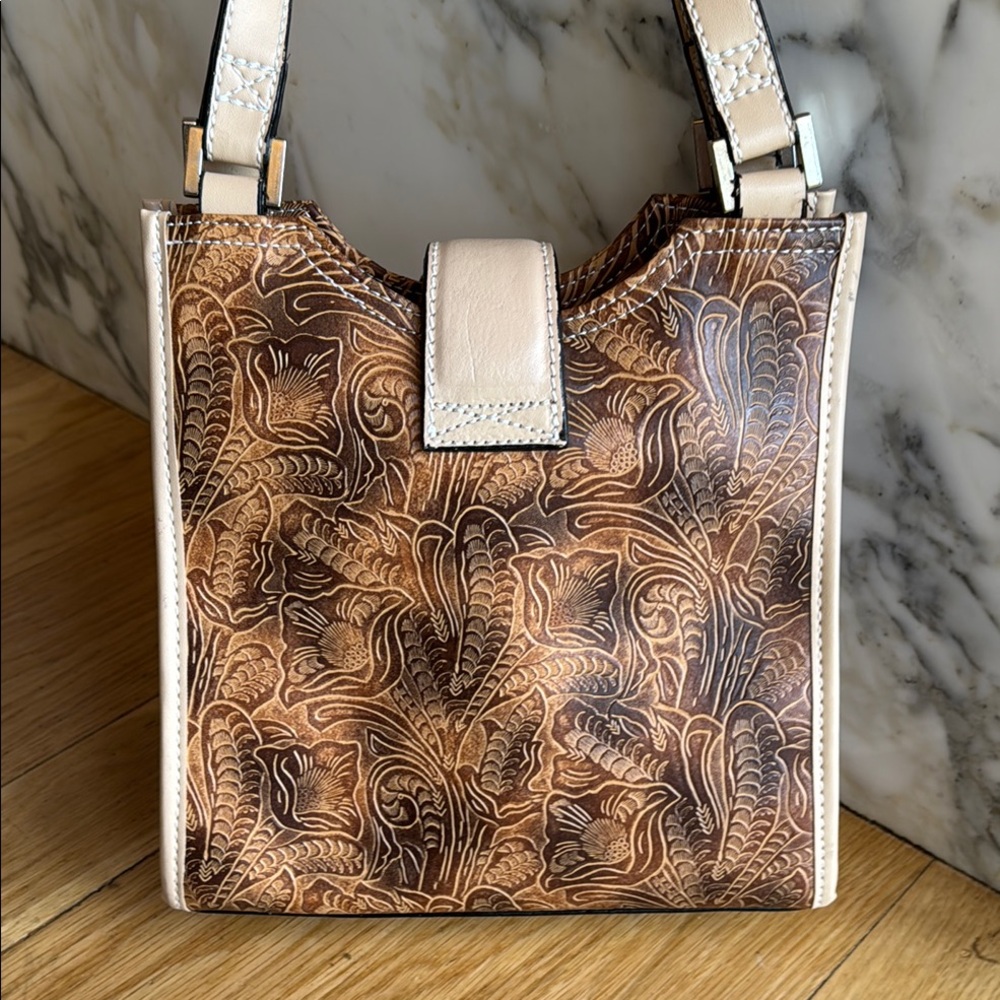 NWOT Boutique Western Floral Embossed Mini Shoulder Bag Horse Concho - Picture 2 of 16